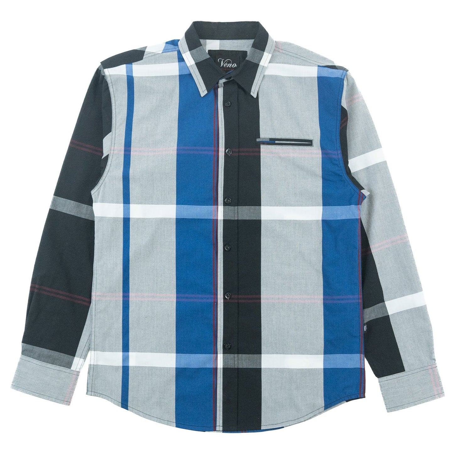TEEK - V1829 Colton Long Sleeves Plaid Shirt - Royal TOPS TEEK MJ L ROYAL