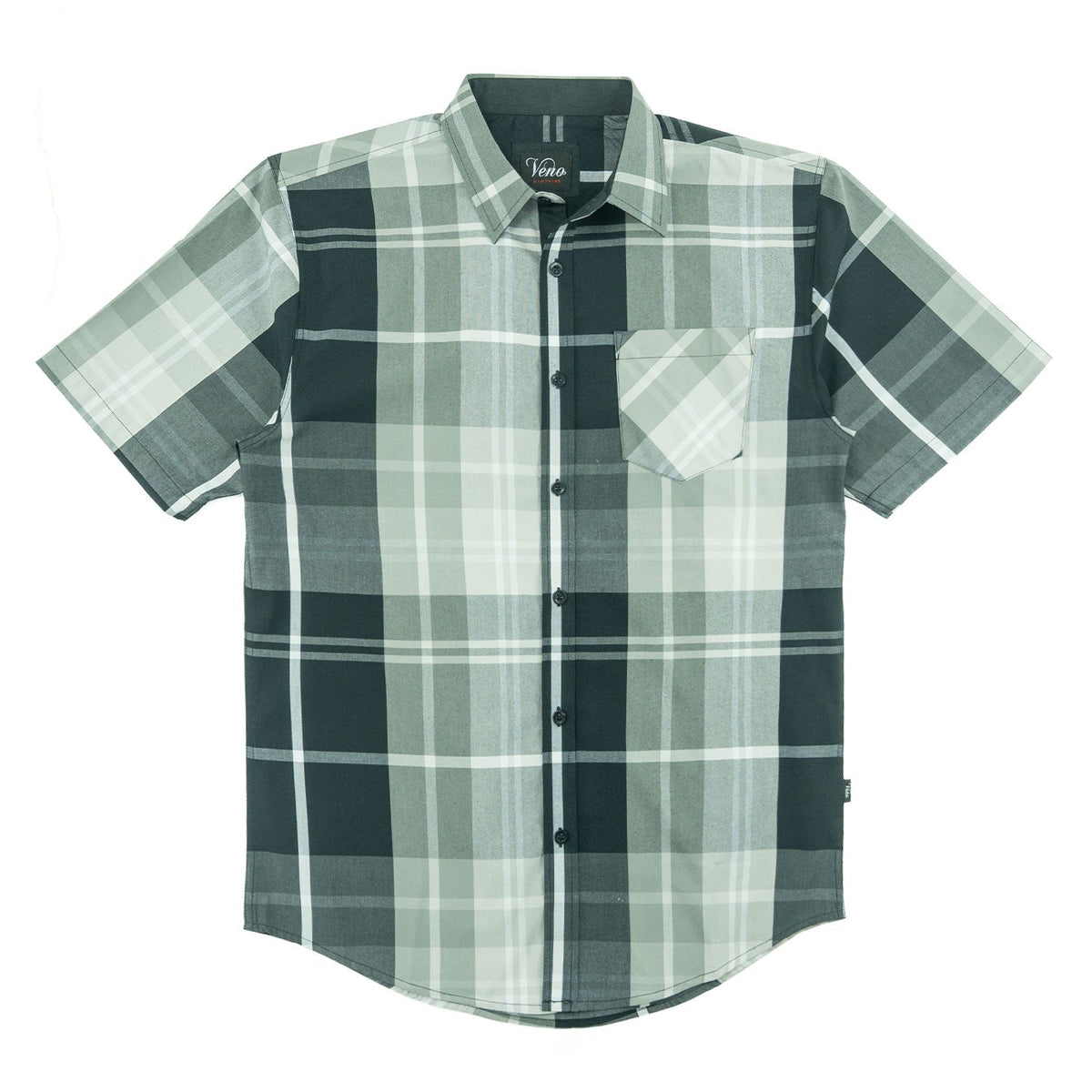 V832 Leon Plaid Shirt - Black Button Down Makobi Jeans USA