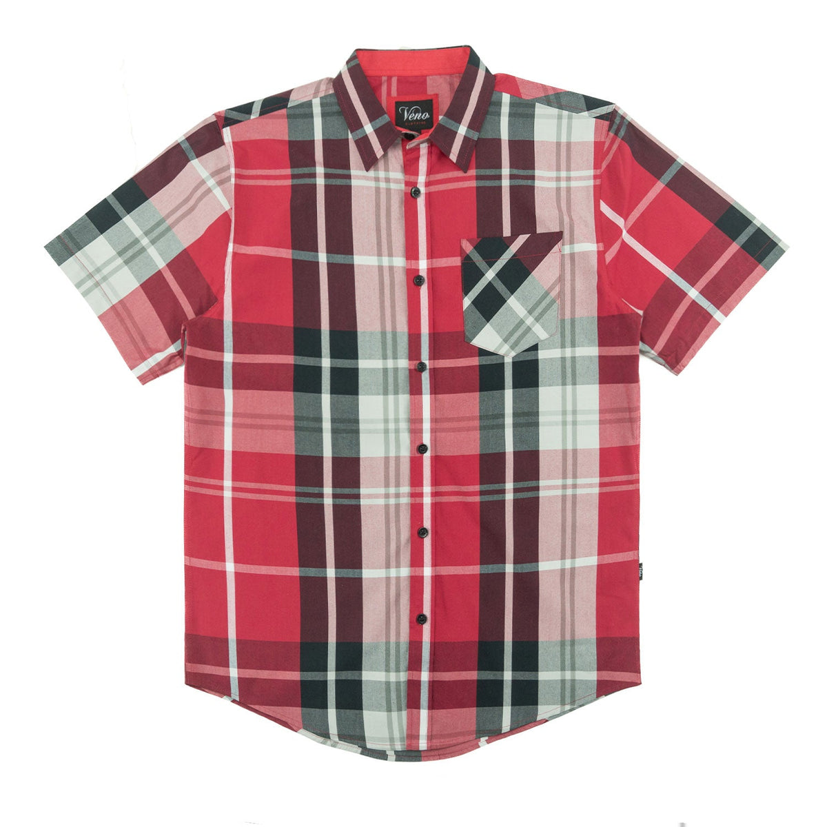 V832 Leon Plaid Shirt - Red Button Down Makobi Jeans USA