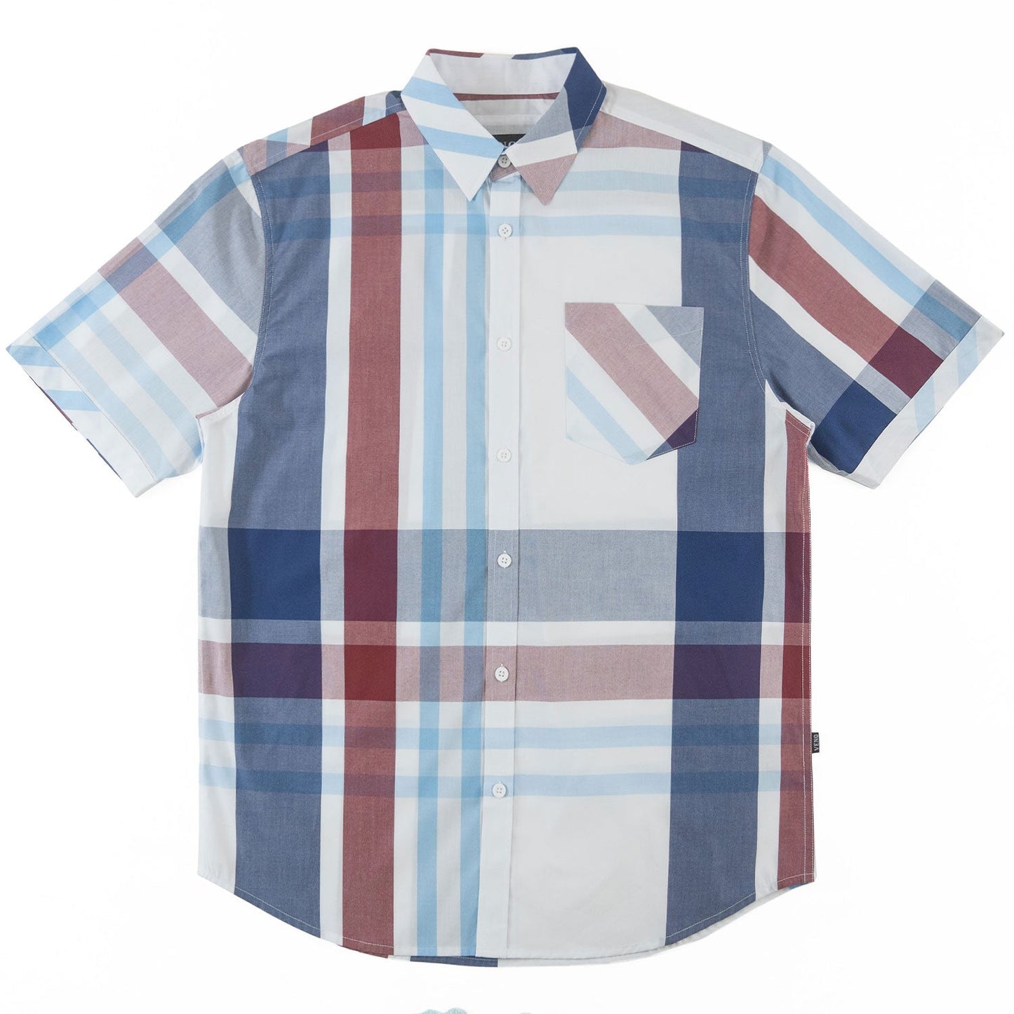 TEEK - V842 Robert Plaid Button-Down Shirt - Navy TOPS TEEK MJ L WHITE-NAVY