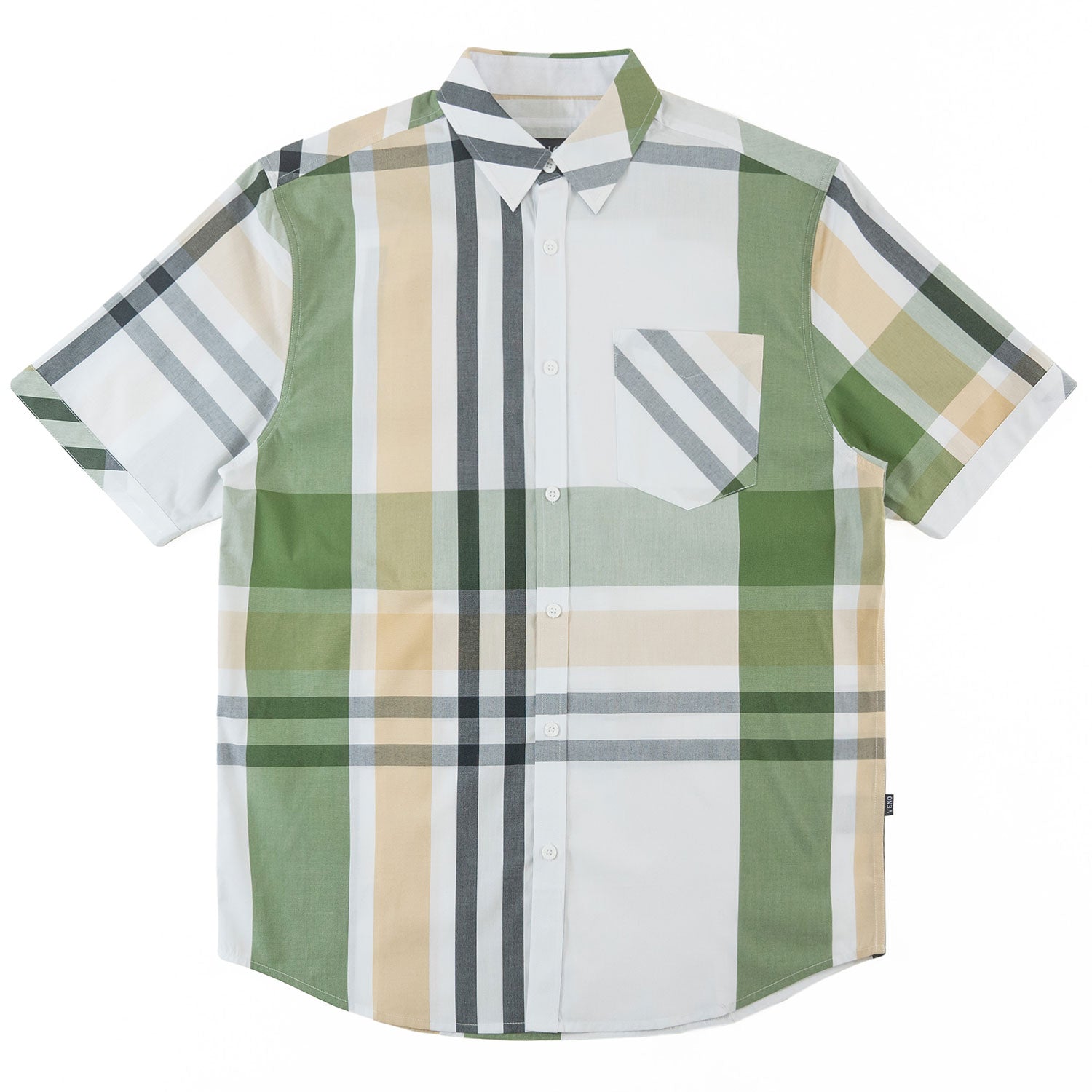 TEEK - V842 Robert Plaid Button-Down Shirt - Olive TOPS TEEK MJ L WHITE-OLIVE