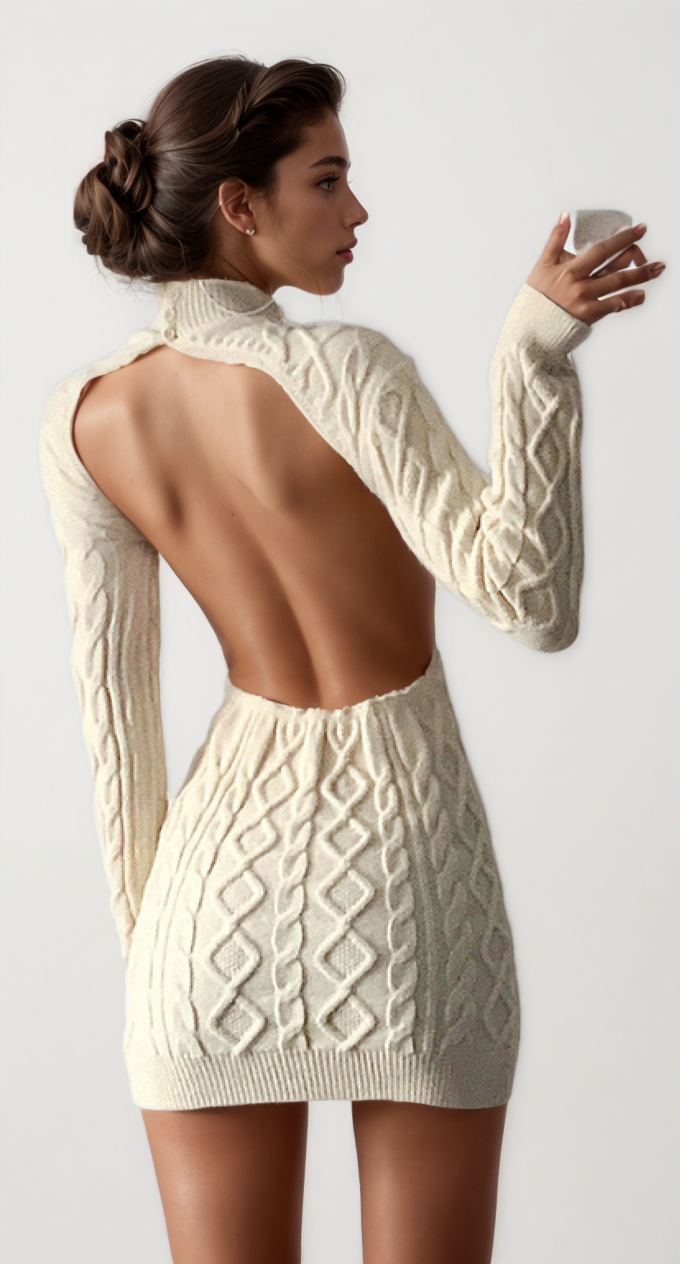 TEEK - Cut Out Cable Net Mini Dress DRESS TEEK 3W