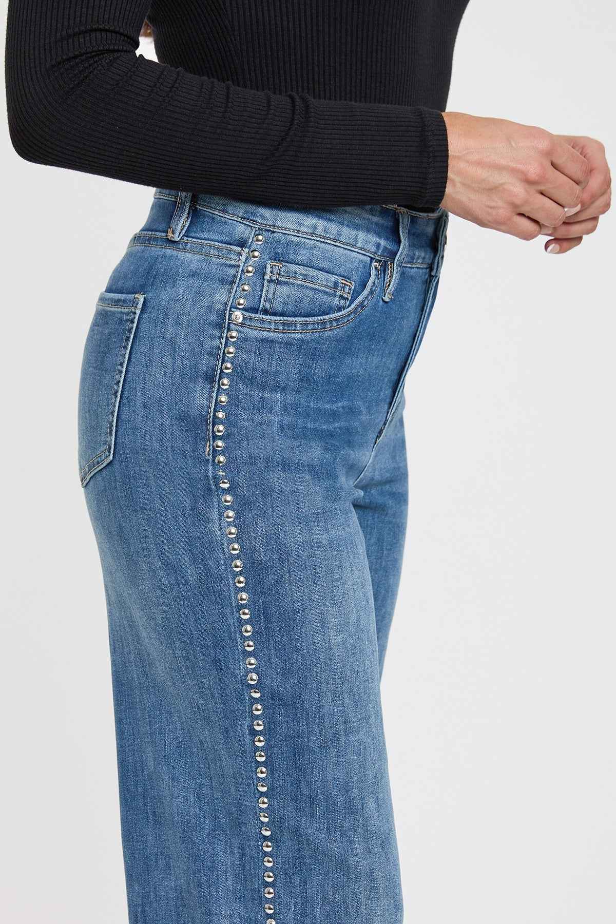 Women's Studded Wide Leg Jeans
