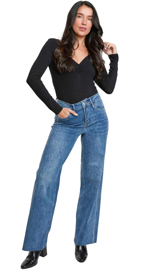 Women's Studded Wide Leg Jeans