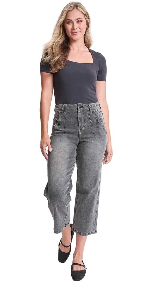 TEEK - Womens High Rise Crop Detailed Wide Leg Jeans JEANS TEEK YMJ