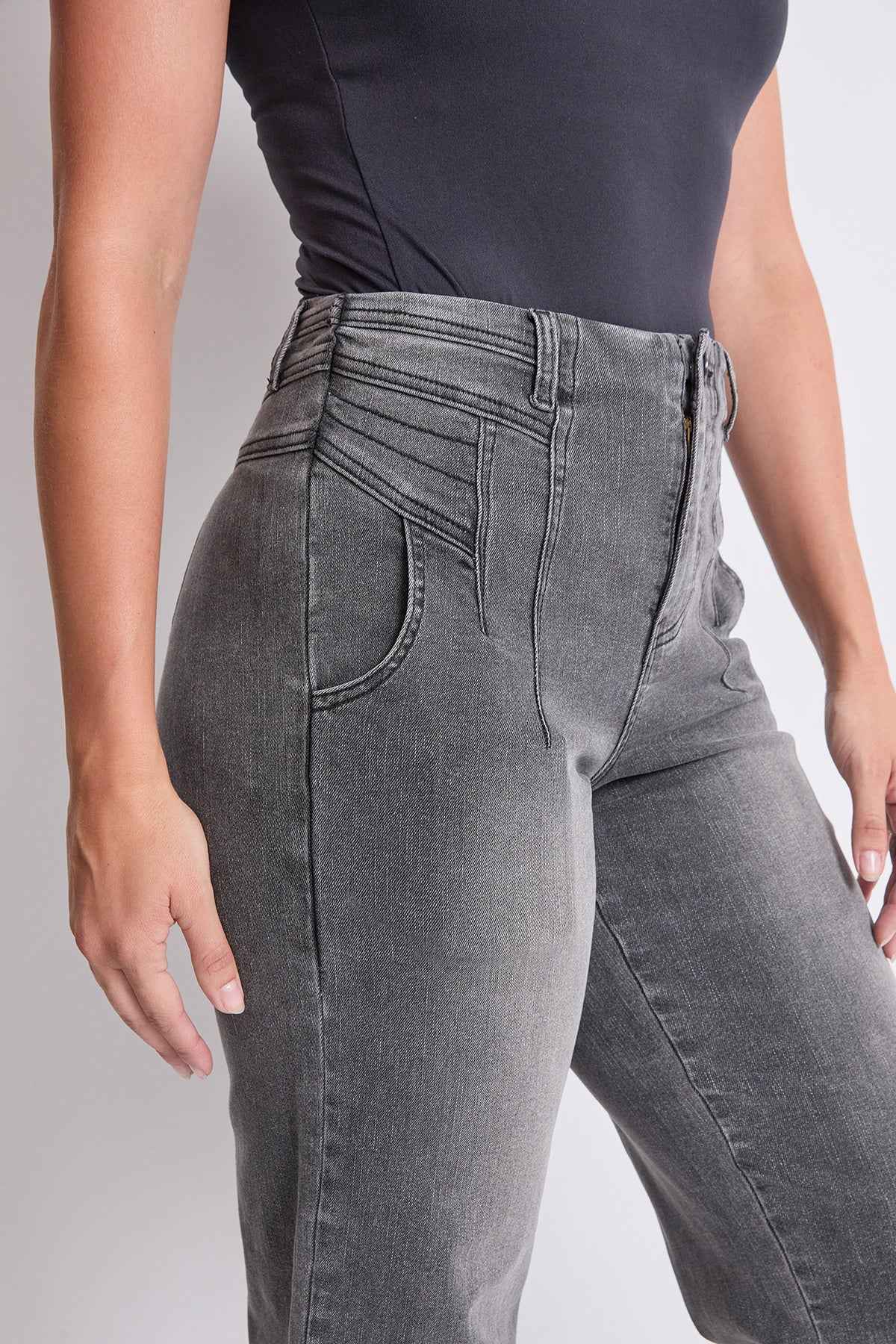 TEEK - Womens High Rise Crop Detailed Wide Leg Jeans JEANS TEEK YMJ