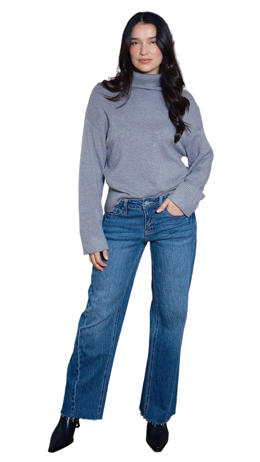 Women's High Rise Wide Leg Jeans with Angled Seam