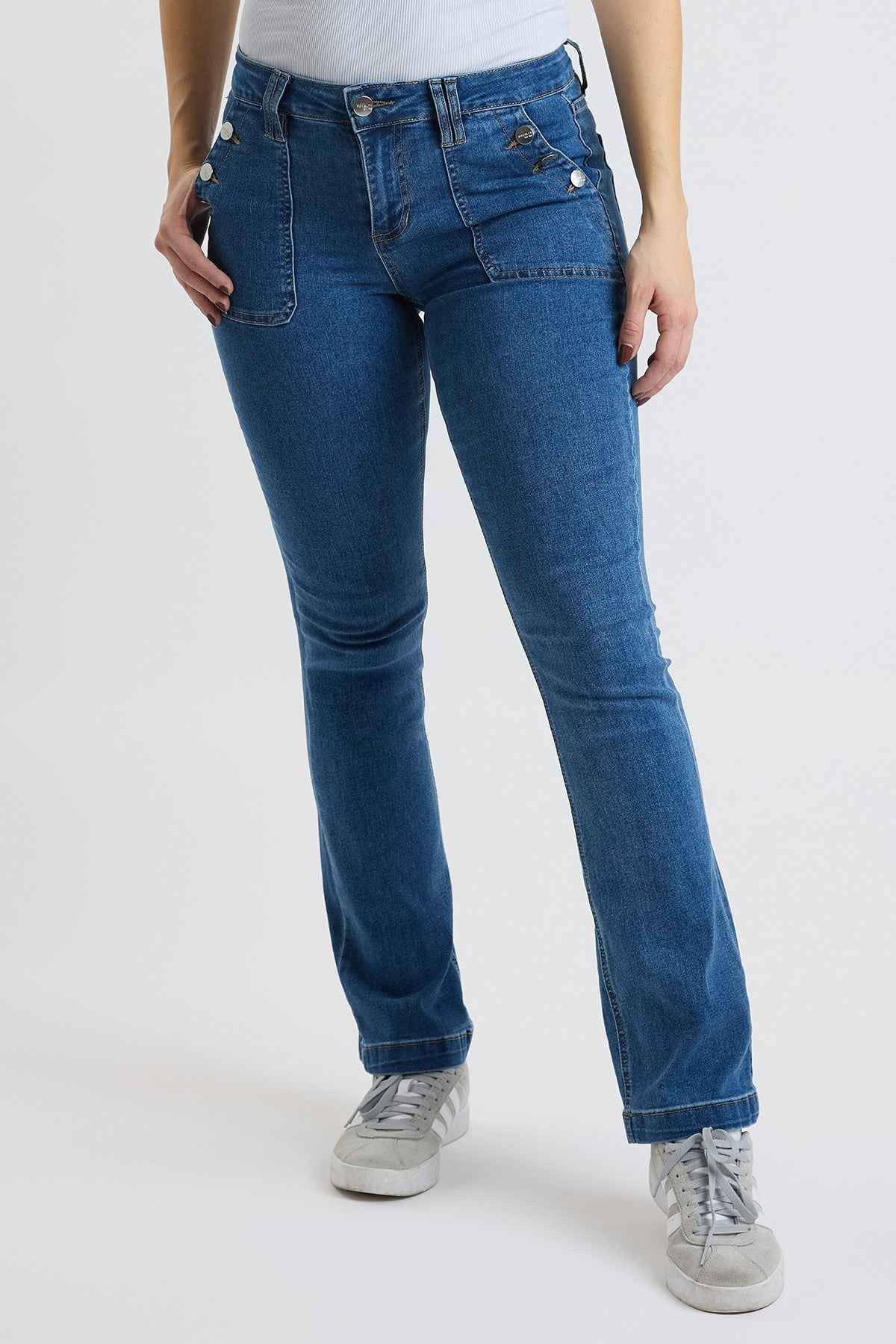 TEEK - Womens High Rise Sailor Bootcut Pants YMI JEANS