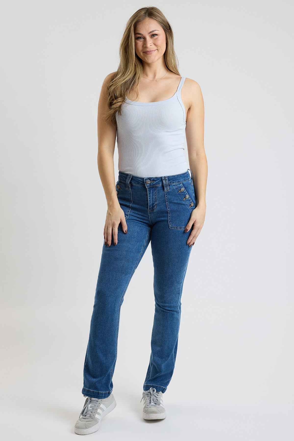 TEEK - Womens High Rise Sailor Bootcut Pants YMI JEANS