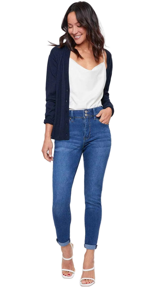 Women's Essential 2-Button Roll Cuff Ankle Jeans