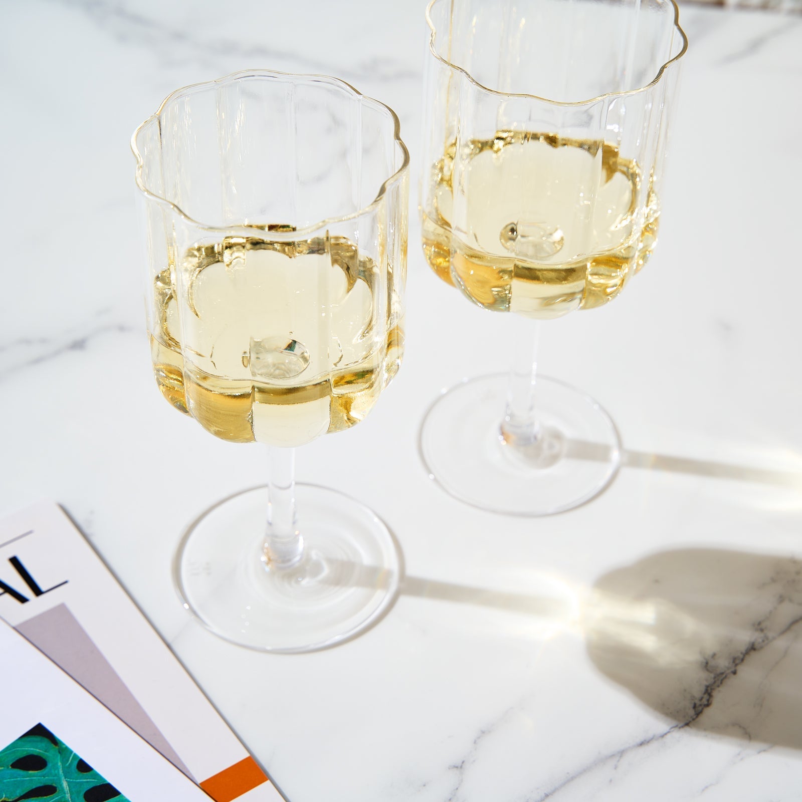 TEEK - Flower Stemmed Wine Glassware Clear Set HOME DECOR TEEK KS