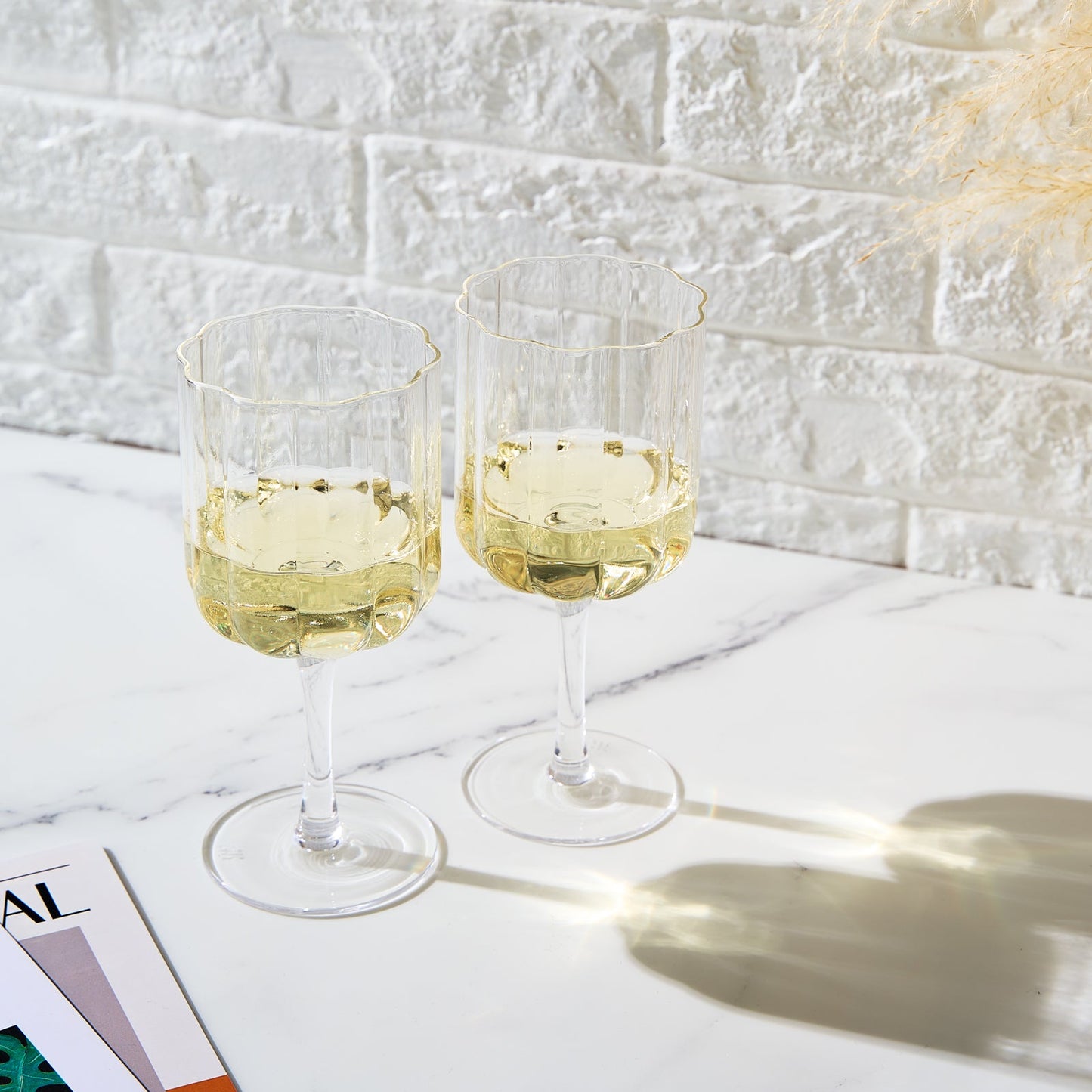 TEEK - Flower Stemmed Wine Glassware Clear Set HOME DECOR TEEK KS