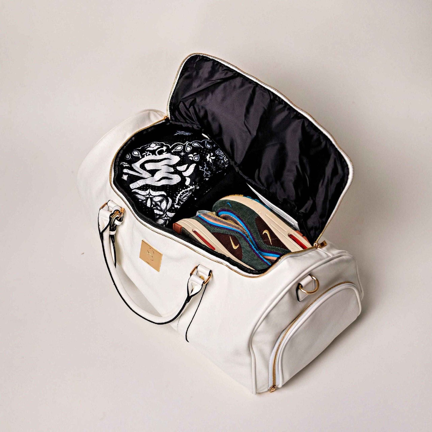 TEEK - White Leather Weekender Duffle Bag BAG TEEK SP