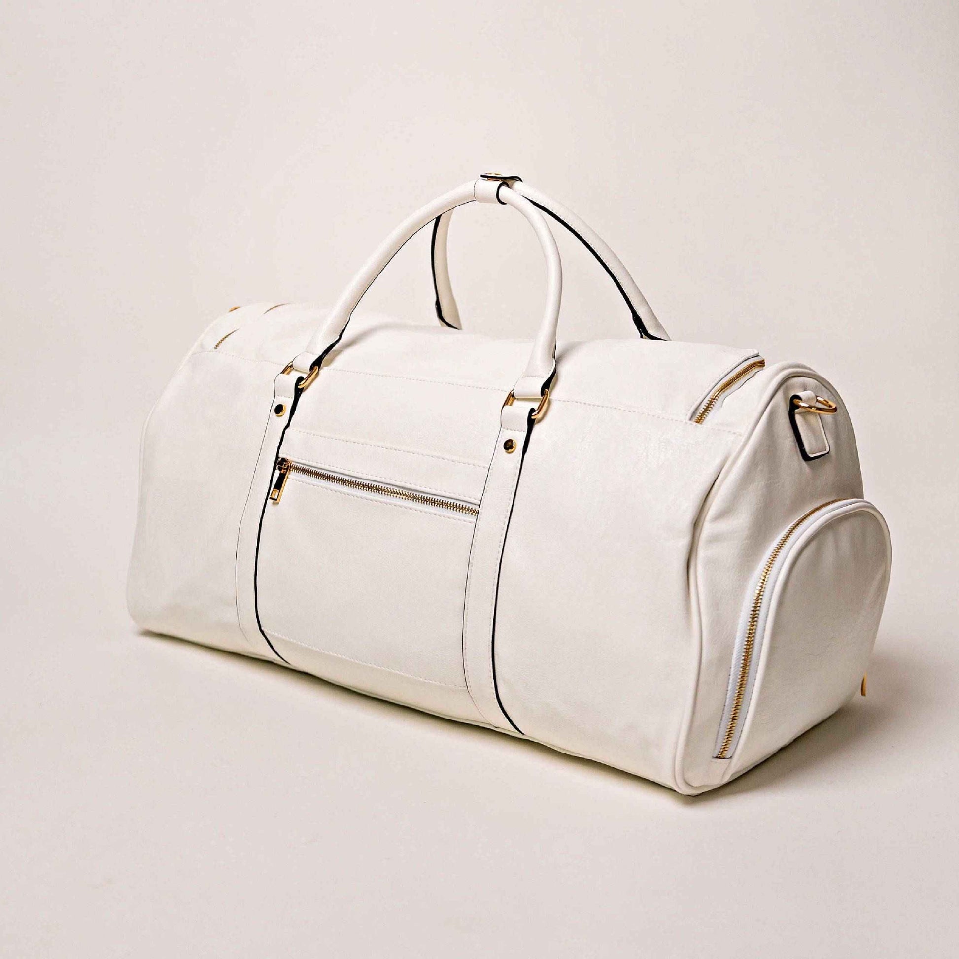 TEEK - White Leather Weekender Duffle Bag BAG TEEK SP