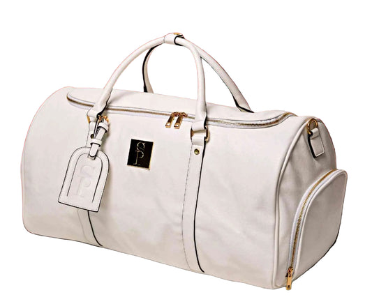 TEEK - White Leather Weekender Duffle Bag BAG TEEK SP