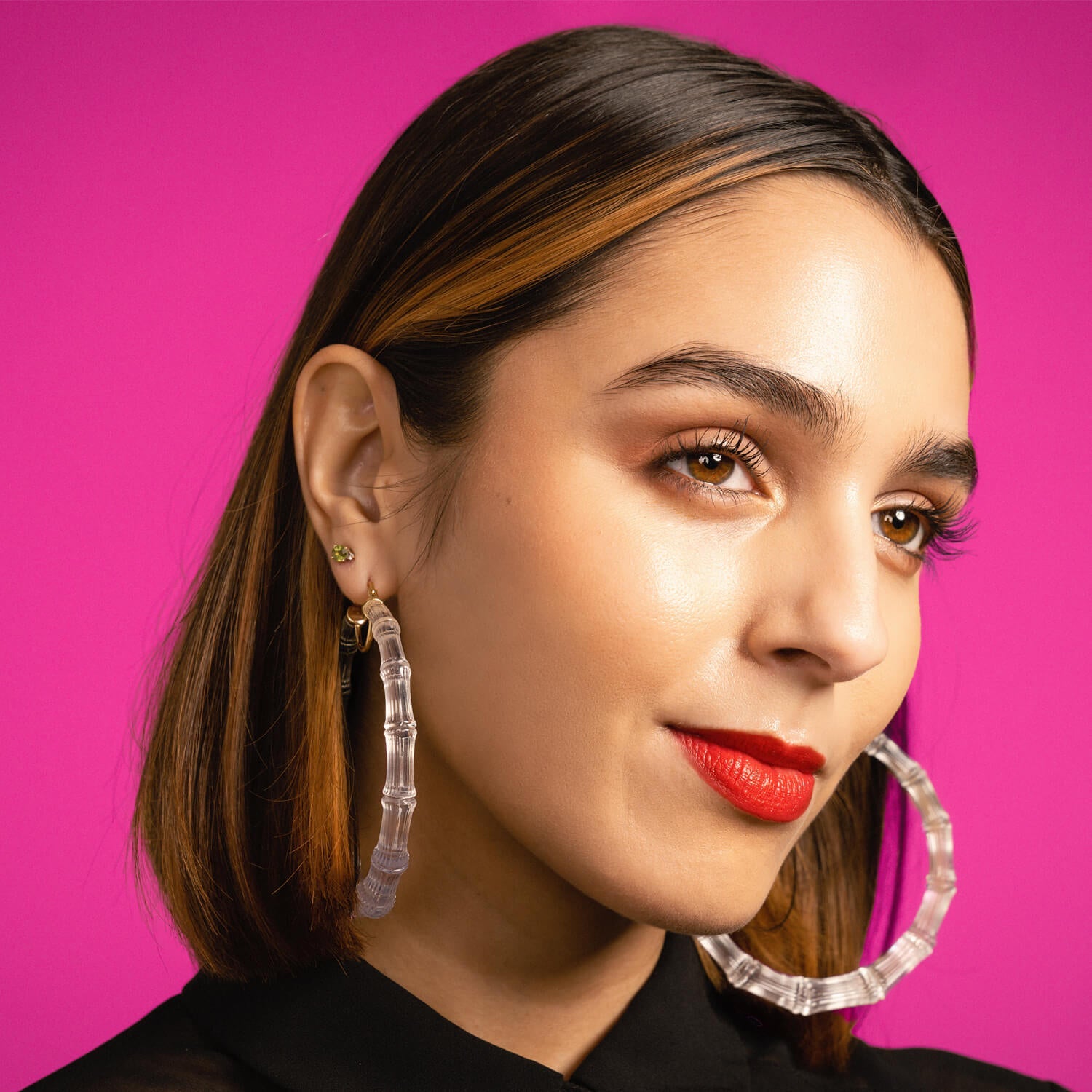 TEEK - XL Clear Lucite Bamboo Hoop Earrings JEWELRY TEEK GNH