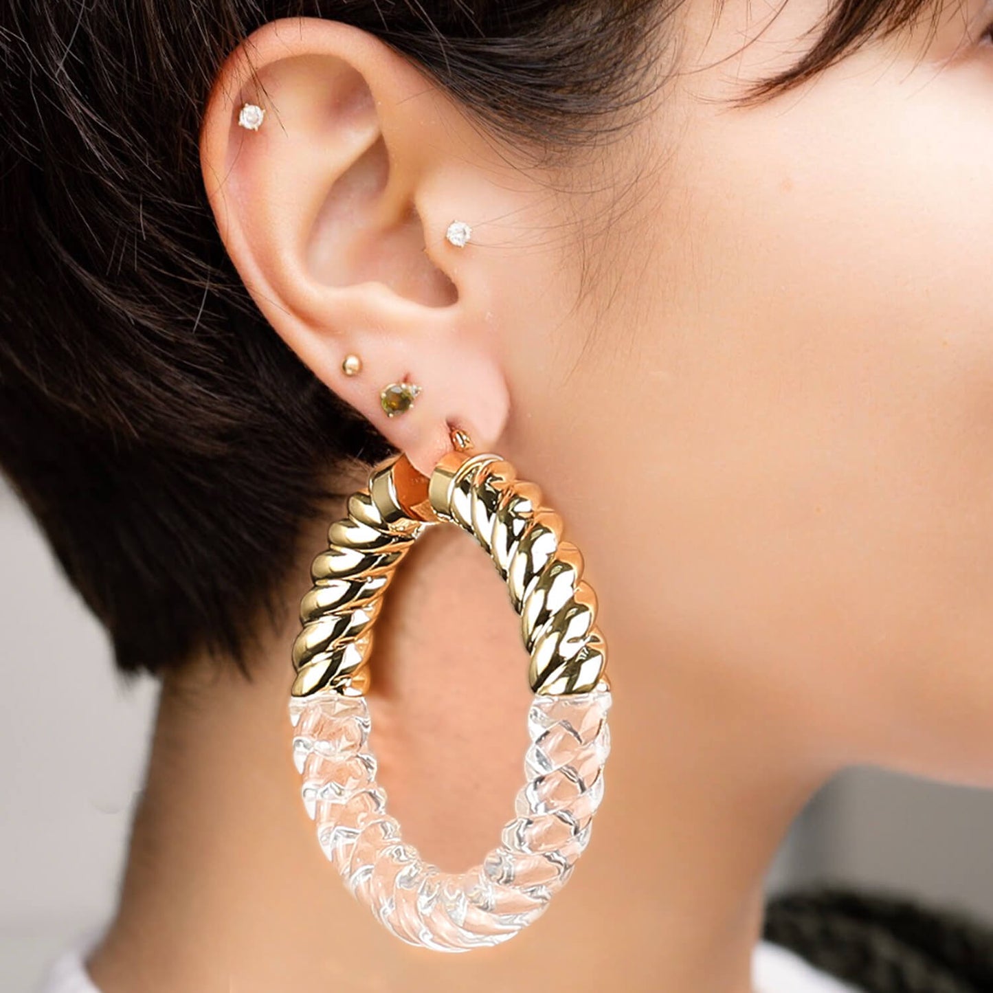 TEEK - XL Clear Chunky Rope Hoop Earrings JEWELRY TEEK GNH