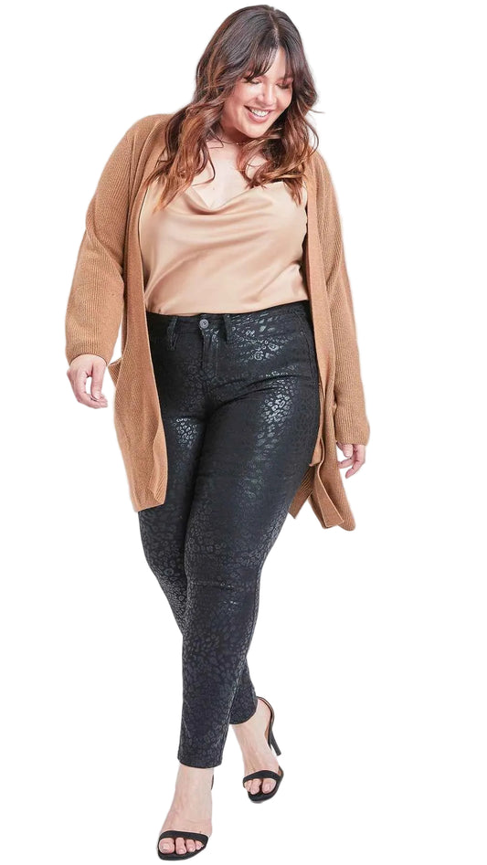 TEEK - Womens Plus Size Hyperstretch Skinny Pants - Coated Cheetah PANTS TEEK YMJ
