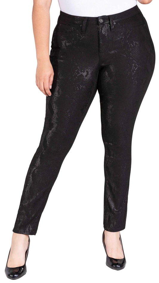 Women's Plus Size Hyperstretch Skinny Pants, Coated Snake
