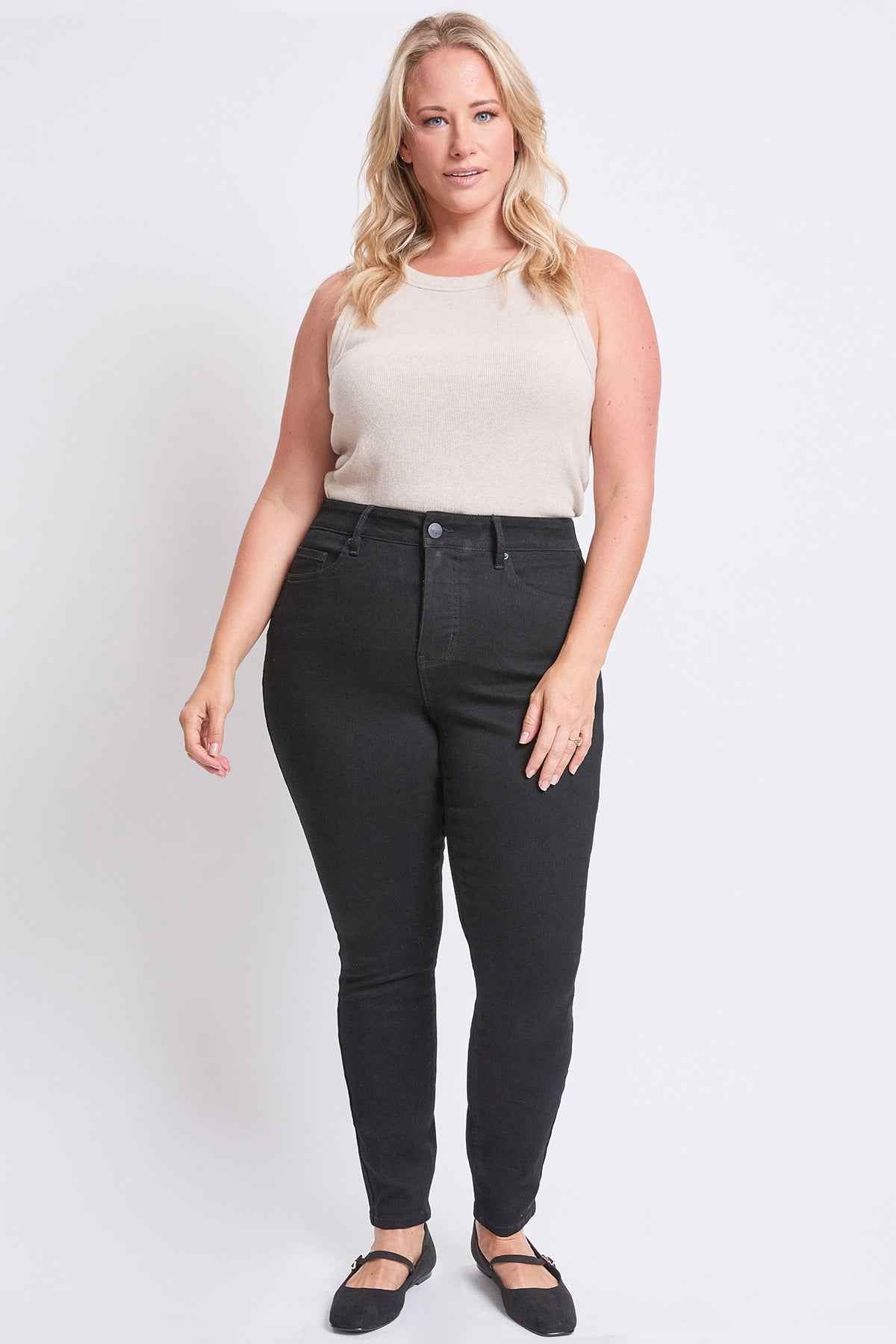 TEEK - Womens Plus High Rise Basic 5 Pocket Skinny Jeans JEANS TEEK YMJ W Black 14W