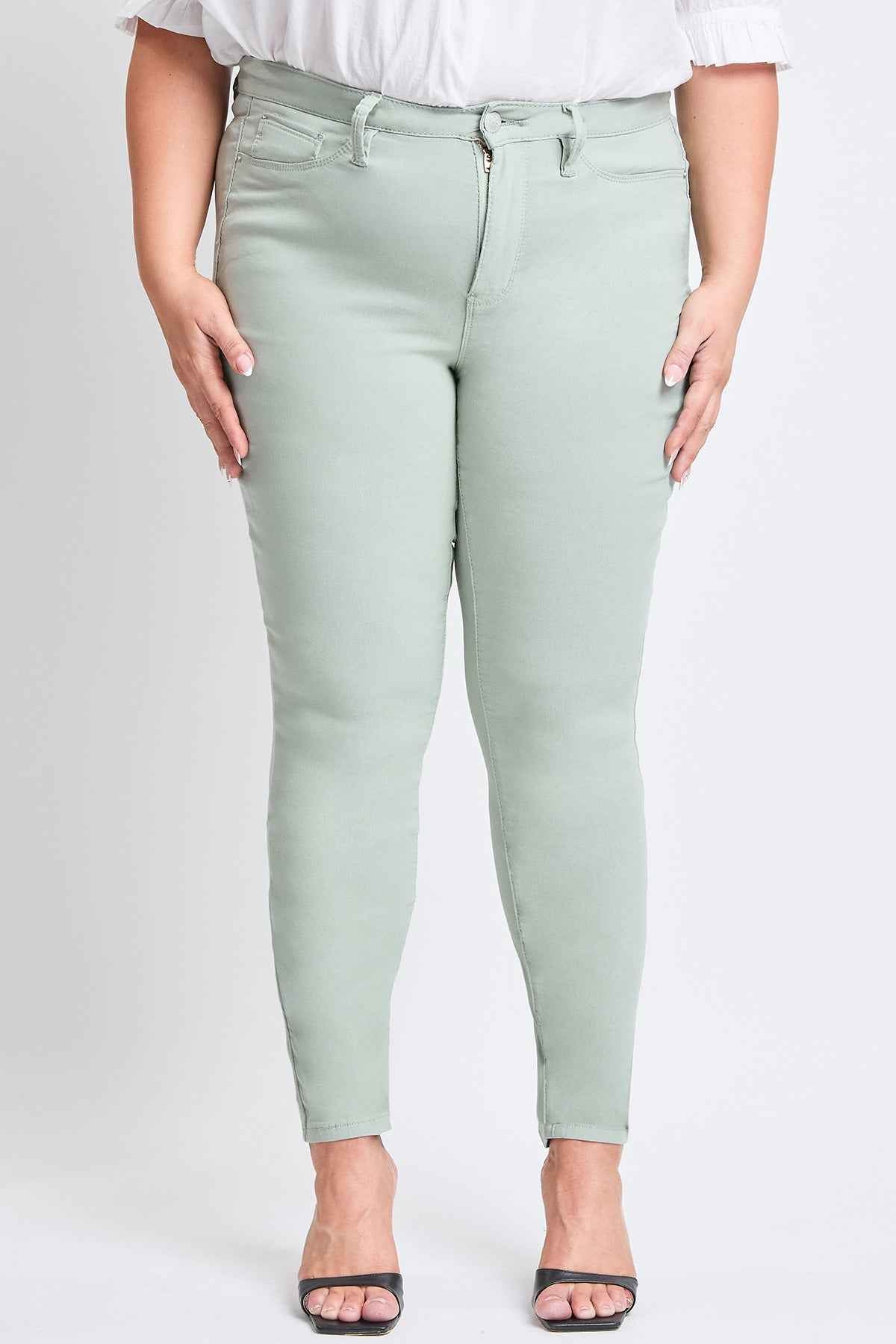 TEEK - Womens Plus Size Hyperstretch Tummy Control Skinny Pants - Aloe PANTS TEEK YMJ