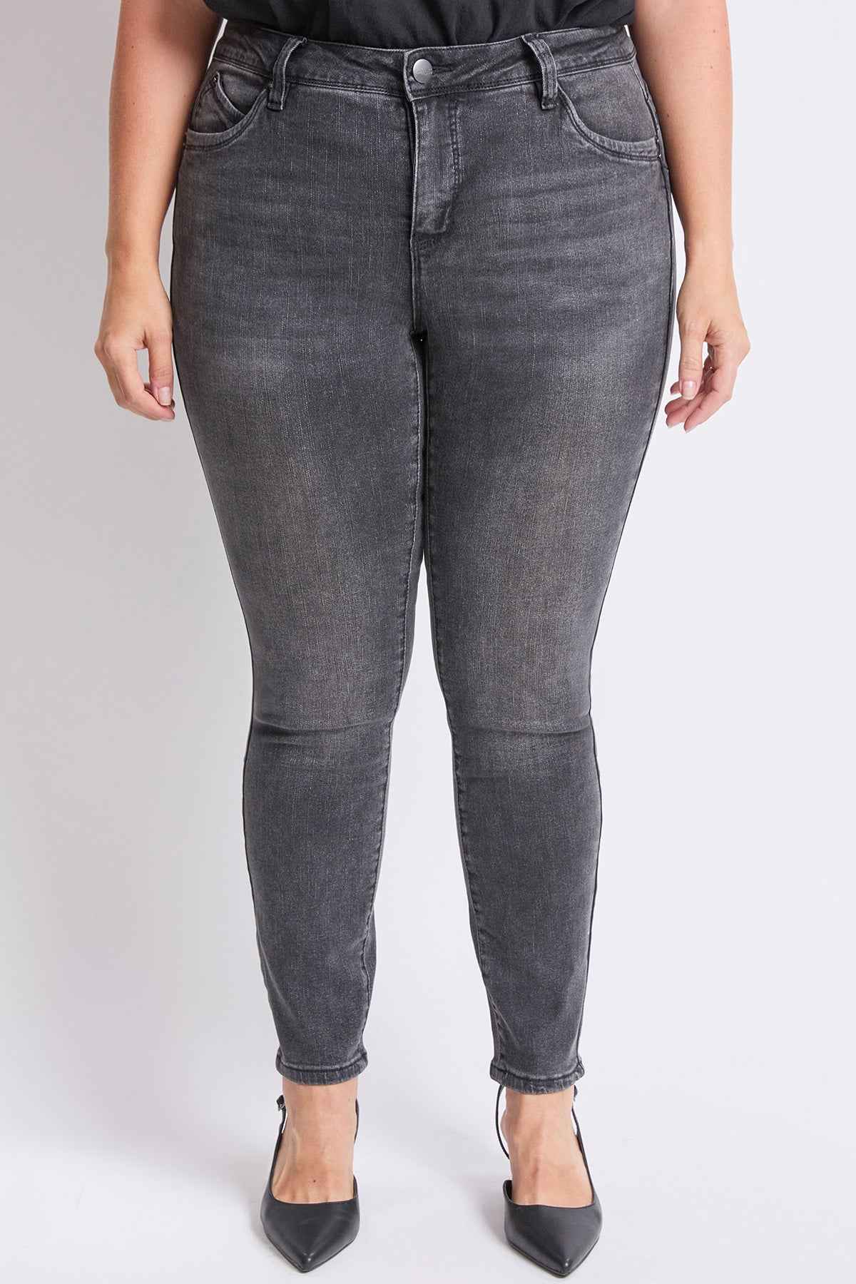 TEEK - Womens Plus High Rise Curve Confidence WannaBettaButt Skinny Jeans JEANS YMI JEANS