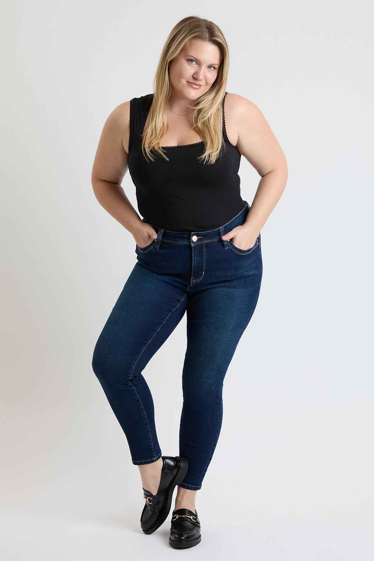 TEEK - Womens Plus High Rise Curve Confidence WannaBettaButt Skinny Jeans JEANS TEEK YMJ