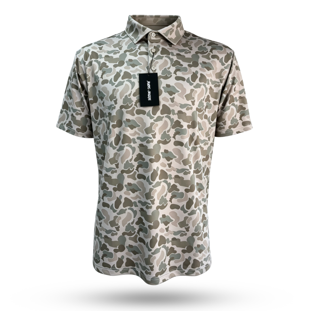 "Back 9 Camo" Golf Polo T-Shirt Bow Crew Apparel - Bow Hunting Lifestyle Apparel