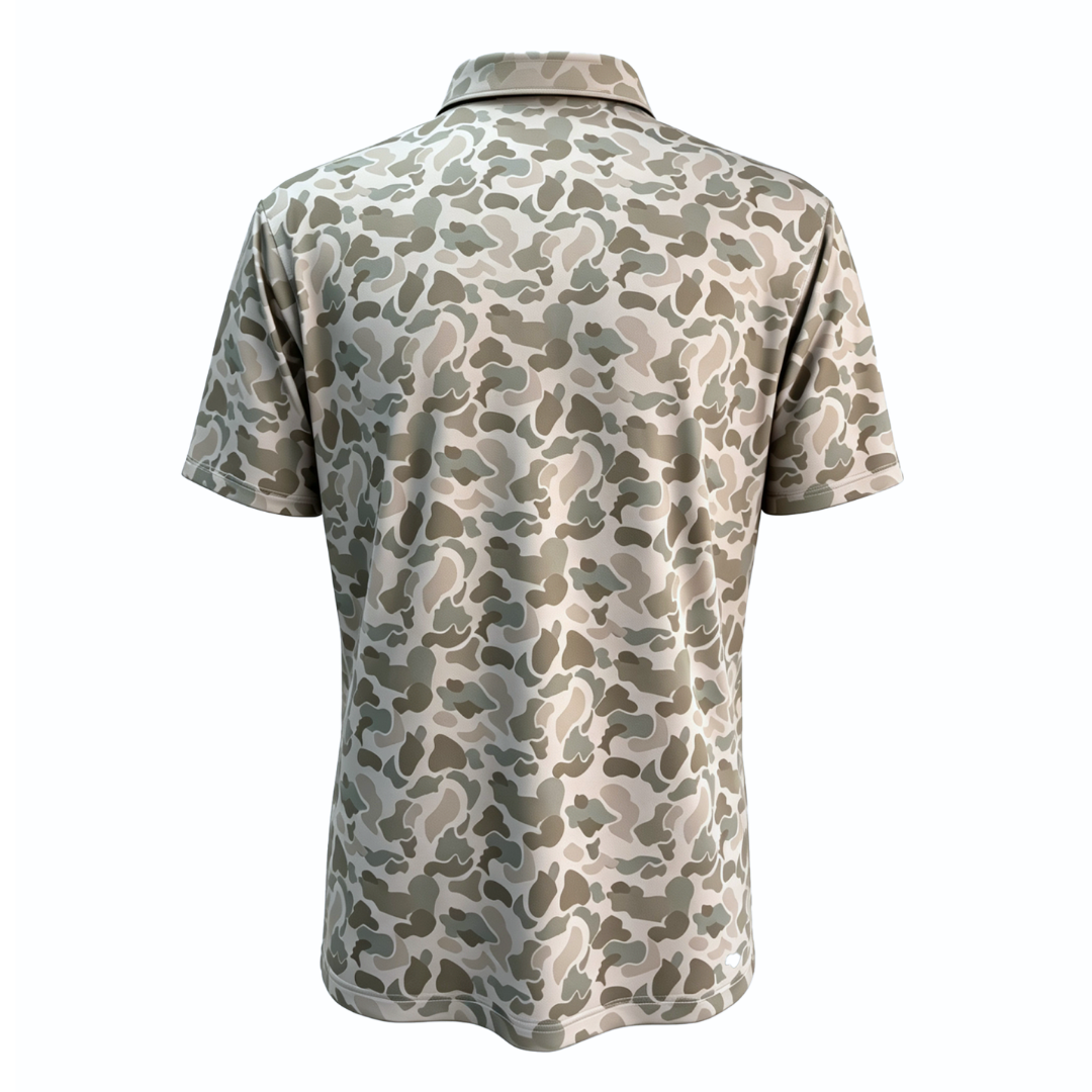 "Back 9 Camo" Golf Polo T-Shirt Bow Crew Apparel - Bow Hunting Lifestyle Apparel