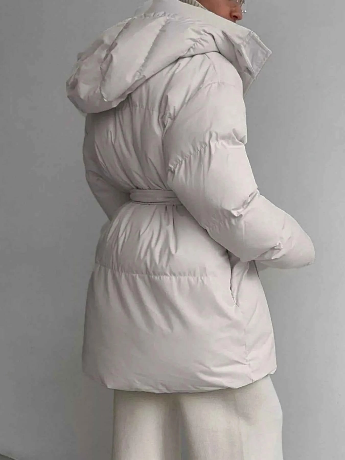 TEEK - Mid-Length Thickened Hooded Winter Belted Coat COAT TEEK Trend