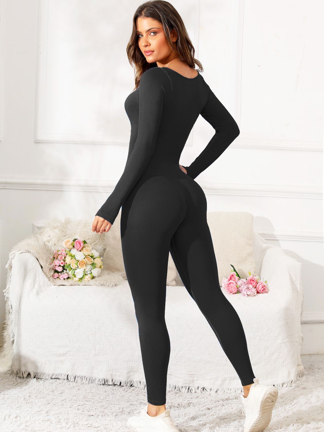 TEEK - Scoop Neck Long Sleeve Active Jumpsuit  TEEK Trend   