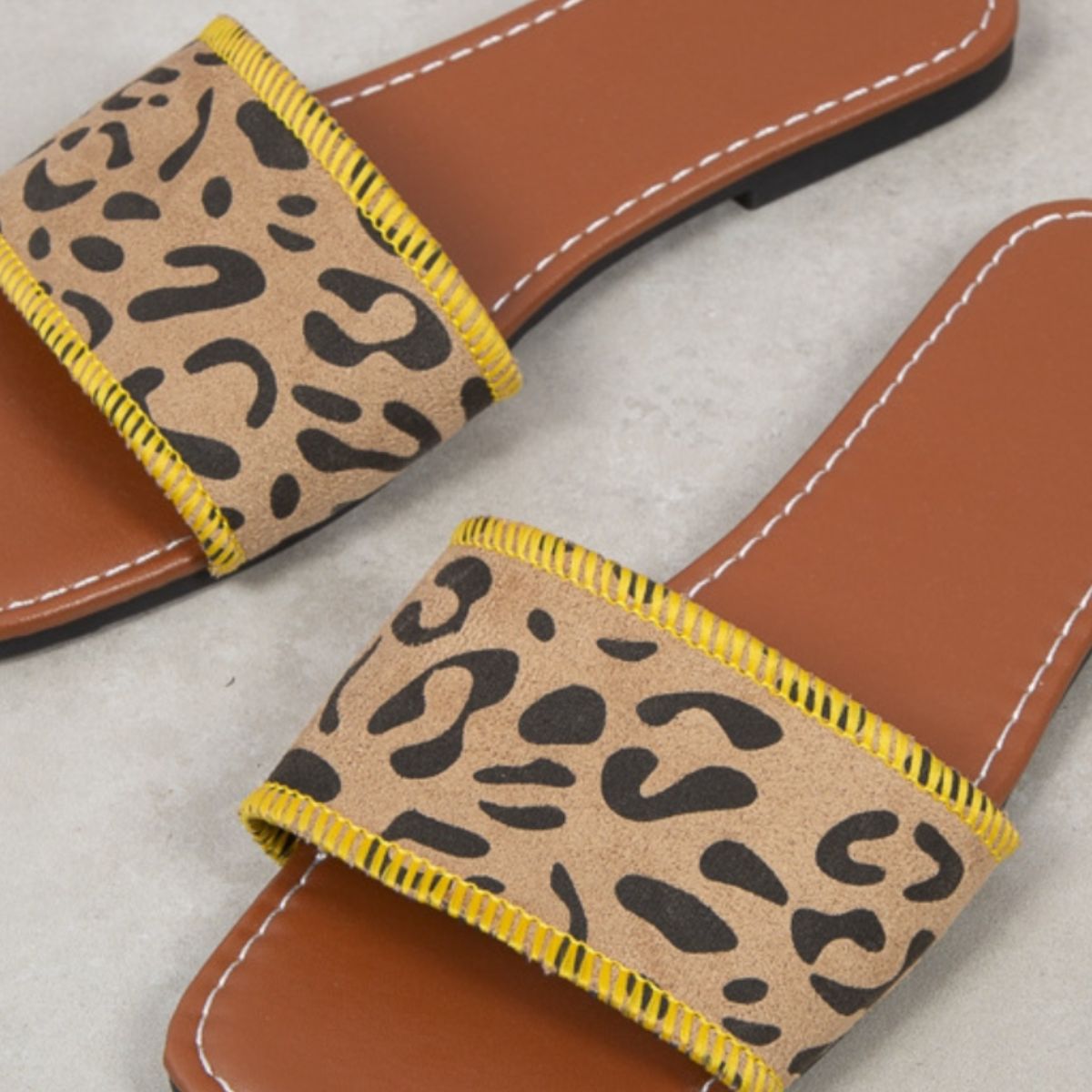 TEEK - Leopard PU Leather Flat Sandals SHOES TEEK Trend   