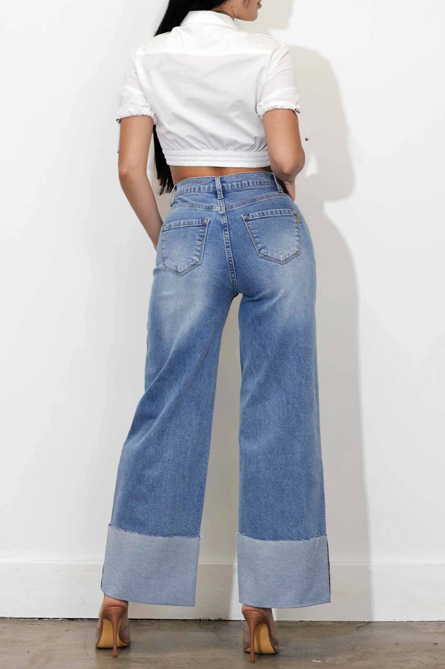 TEEK - Cuff Up Wide Leg Jeans JEANS TEEK RRRB