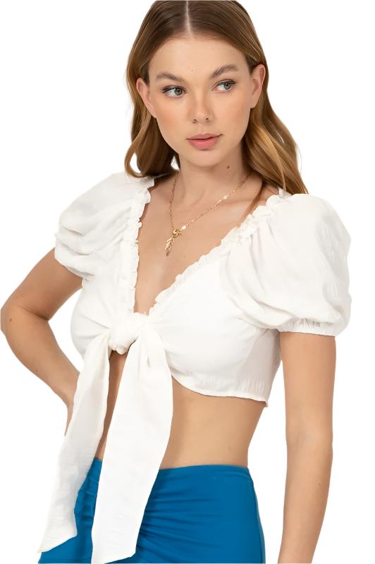 TEEK - Off White Summer Days Short Sleeve Crop Top TOPS TEEK FG S  