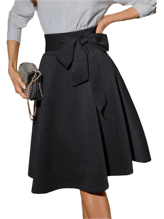 TEEK - Black Tied Knee Length Skirt SKIRT TEEK Trend S