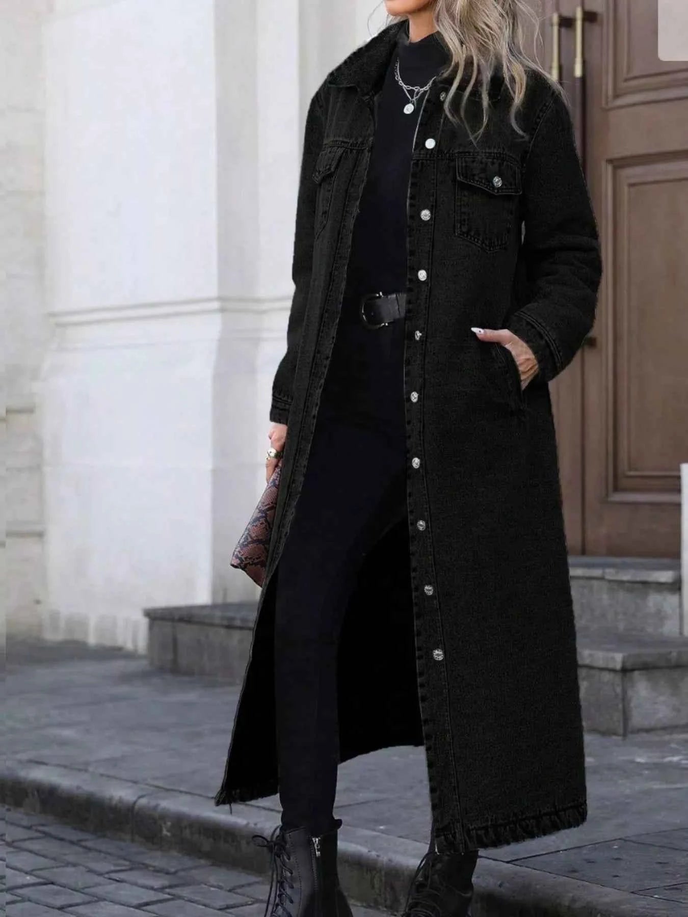 TEEK - Longline Button-Front Denim Coat COAT TEEK Trend