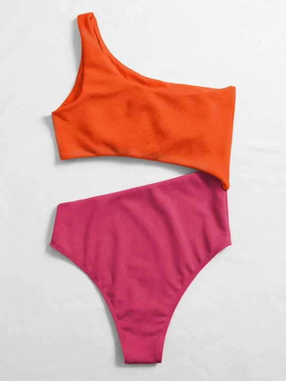 TEEK - Orange Red Triangle One Piece Bikini SWIMWEAR TEEK W S  