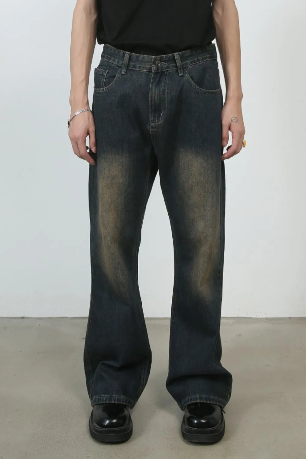 TEEK - Mens Bootcut Baggy Dark Jeans JEANS TEEK Trend