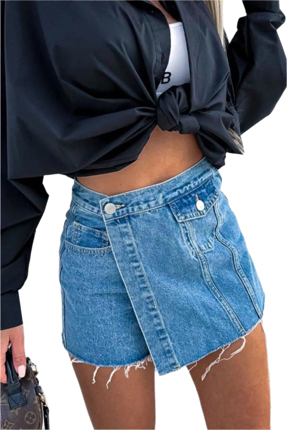 TEEK - Raw Hem Denim Skorts SKIRT TEEK Trend S