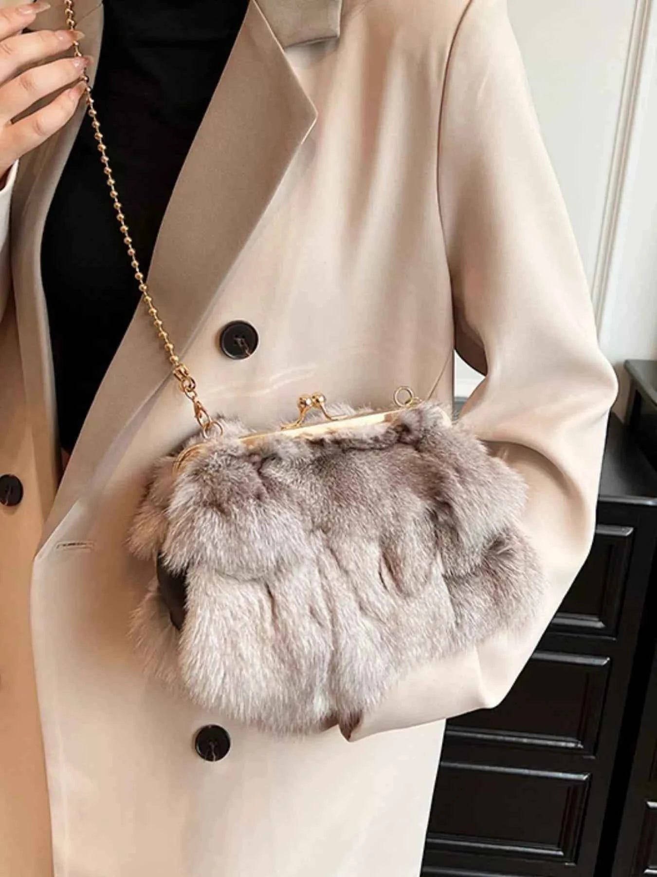 Furry Chain Crossbody Bag Trendsi