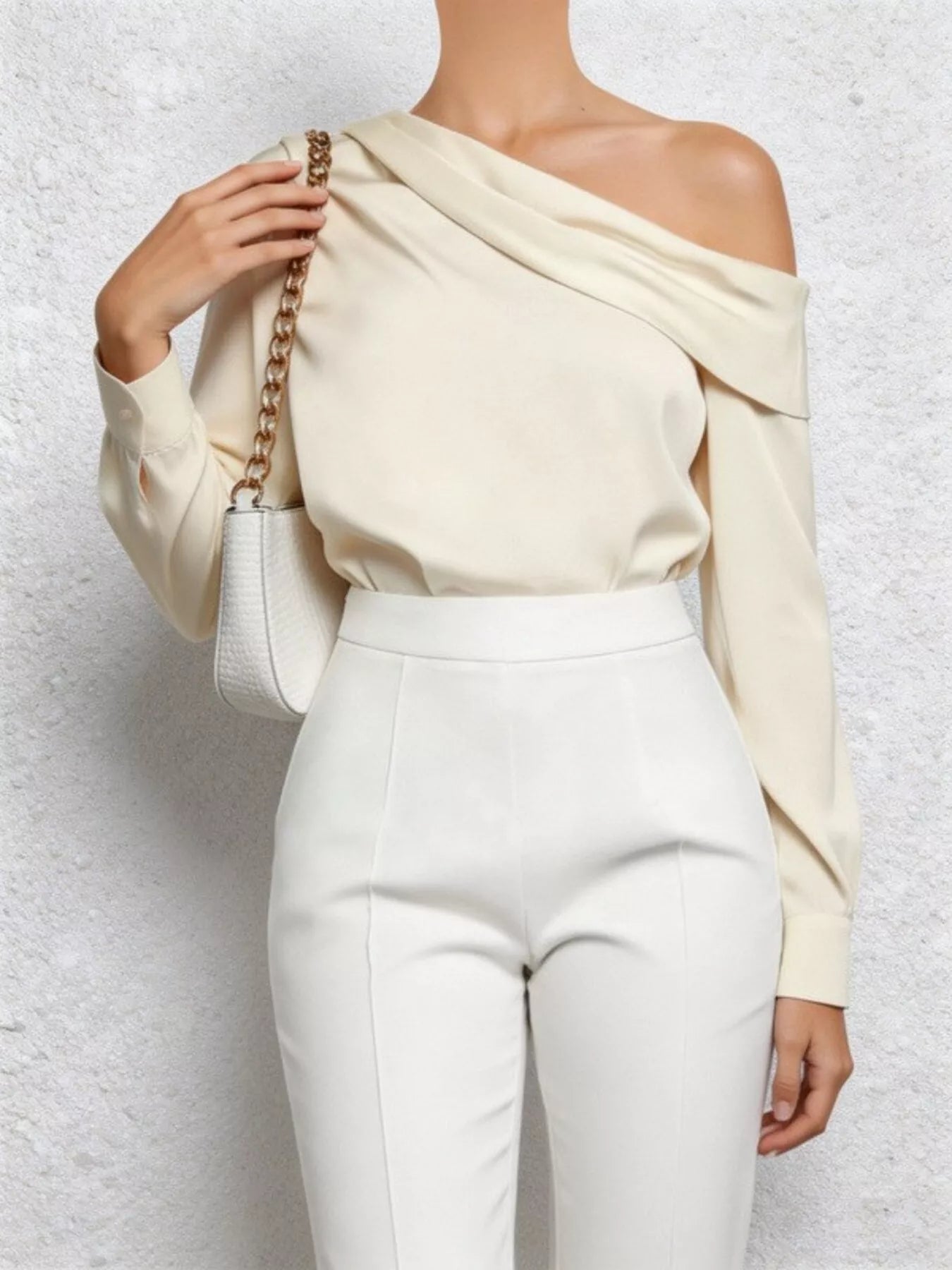 One-Shoulder Long Sleeve Blouse Trendsi