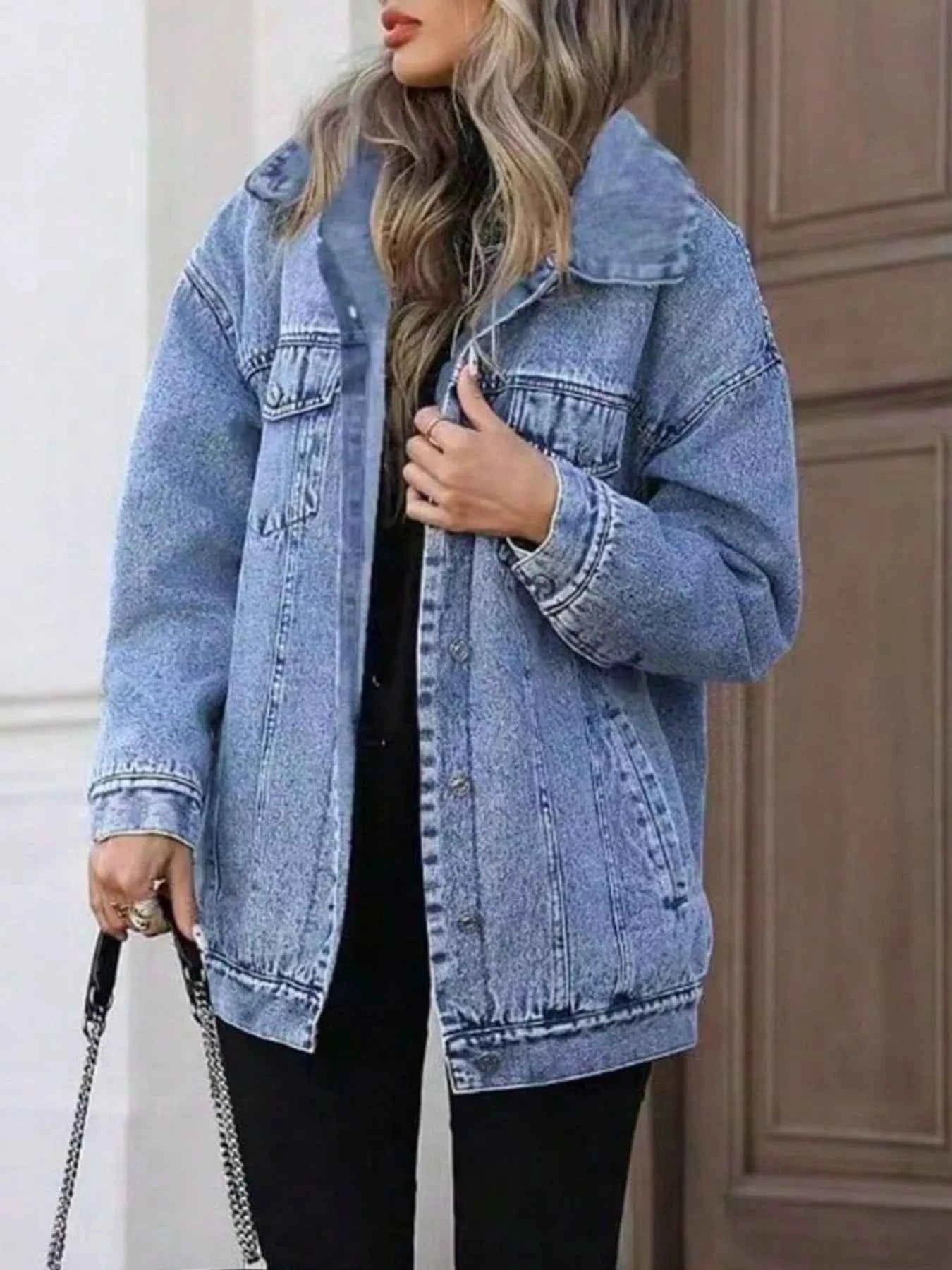 TEEK - Washed Button Up Oversized Denim Jacket JACKET TEEK Trend