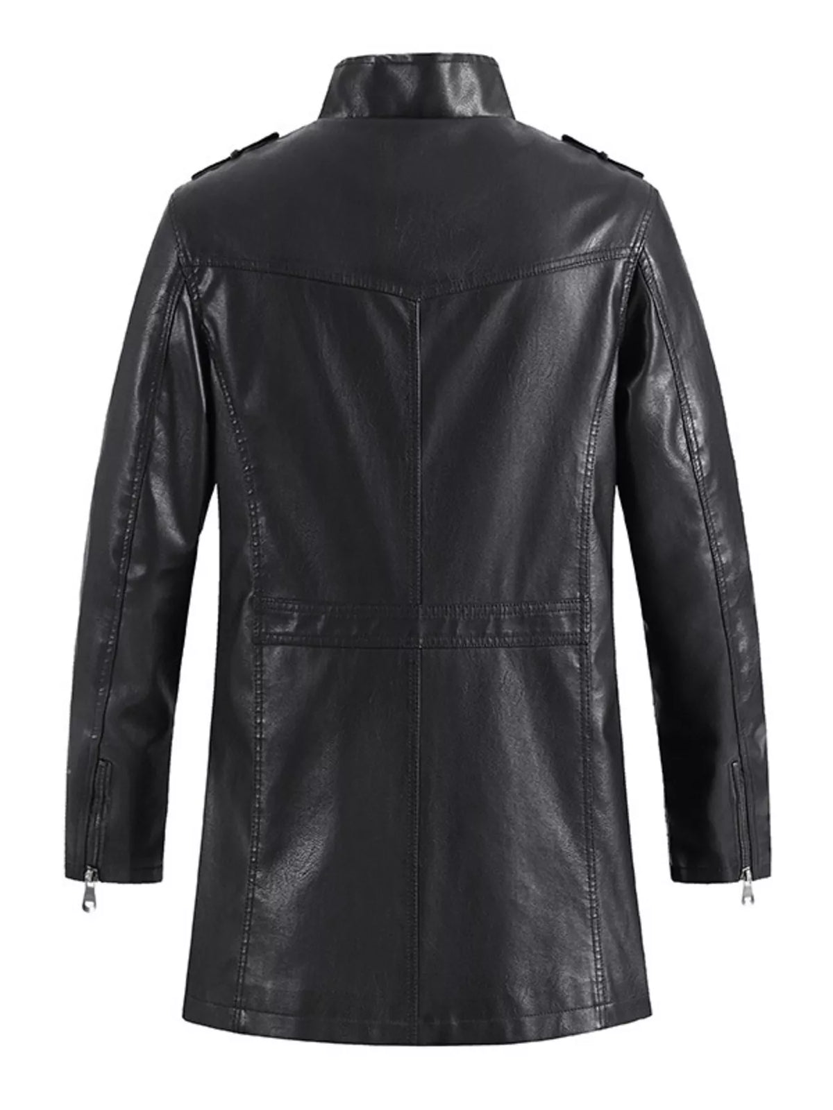 Men's Zip Up Long Sleeve Leather Jacket Trendsi