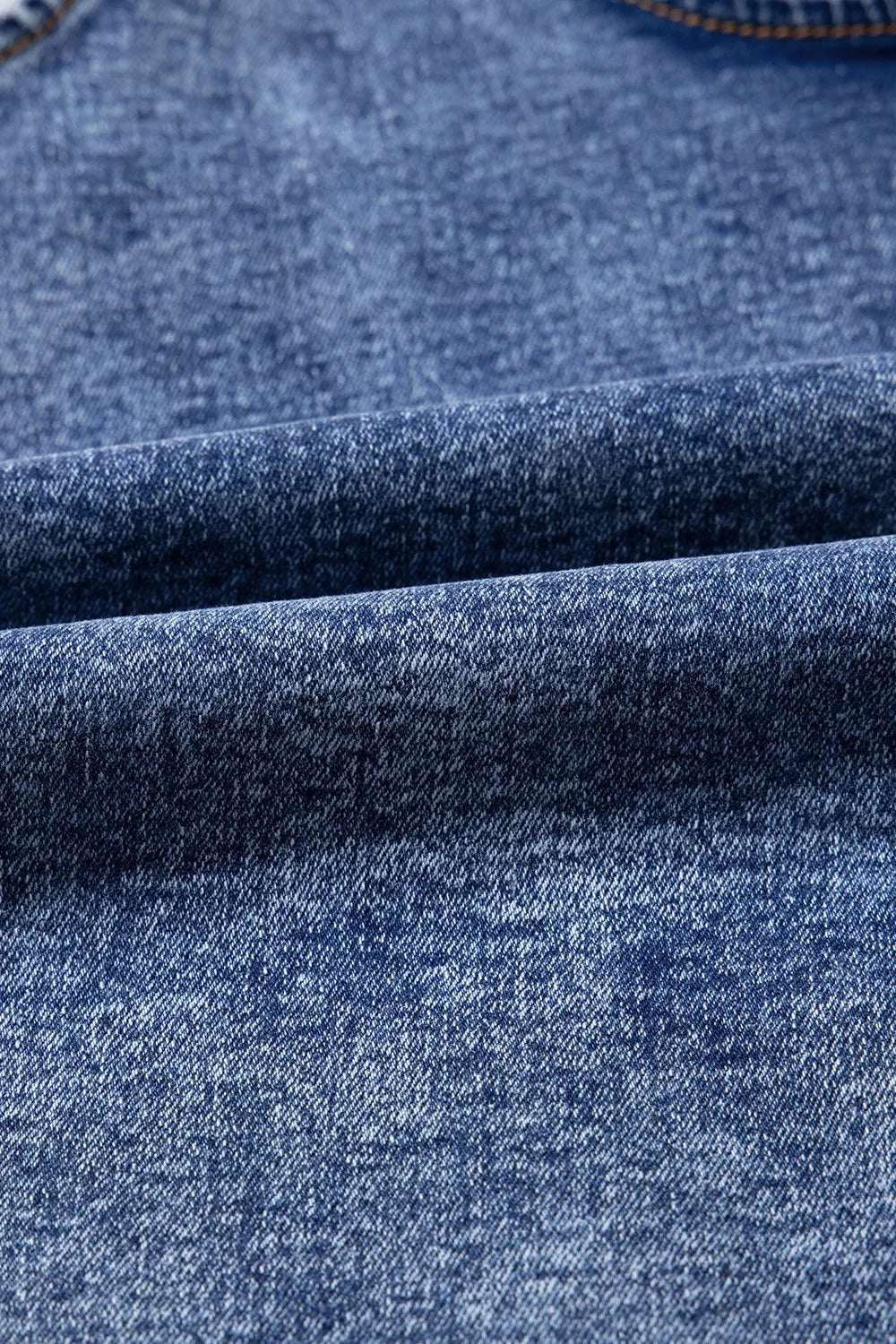 TEEK - U-Neck Patched Pocket Denim Overalls JUMPSUIT TEEK Trend