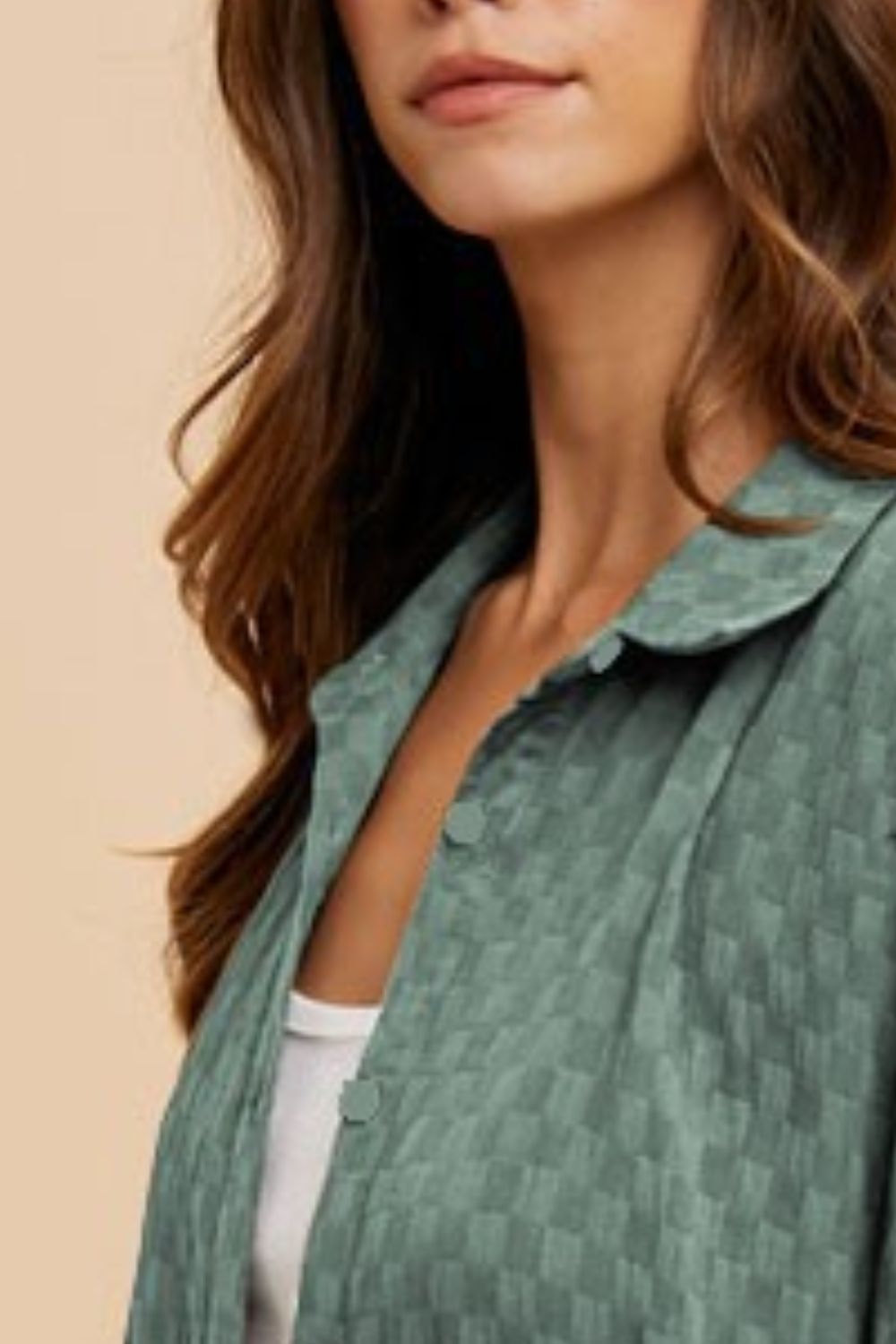 TEEK - Dark Sage Checkered Button Up Half Sleeve Shirt TOPS TEEK Trend