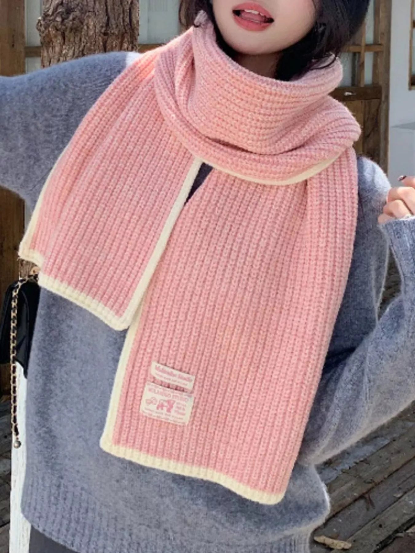 TEEK - Contrast Trim Knitted Winter Scarf SCARF TEEK Trend