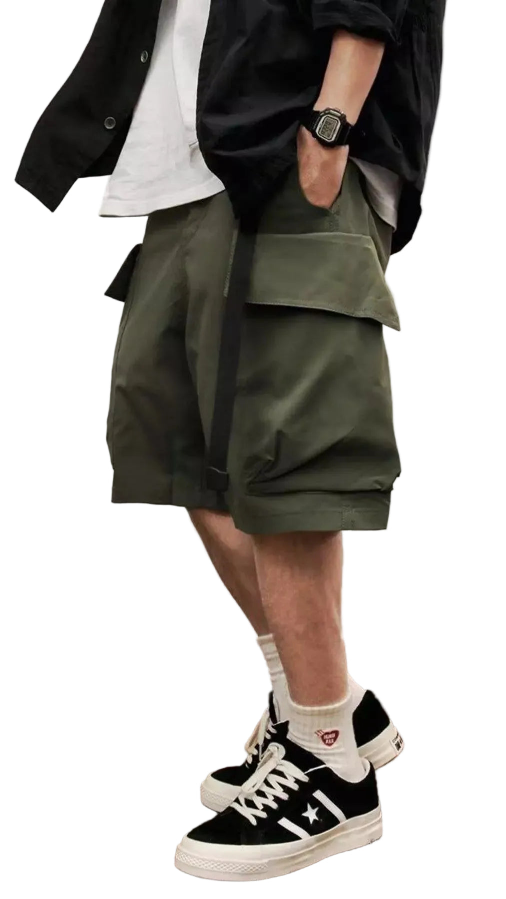 Men's Plus Size Loose Fit Cargo Shorts Trendsi Green M