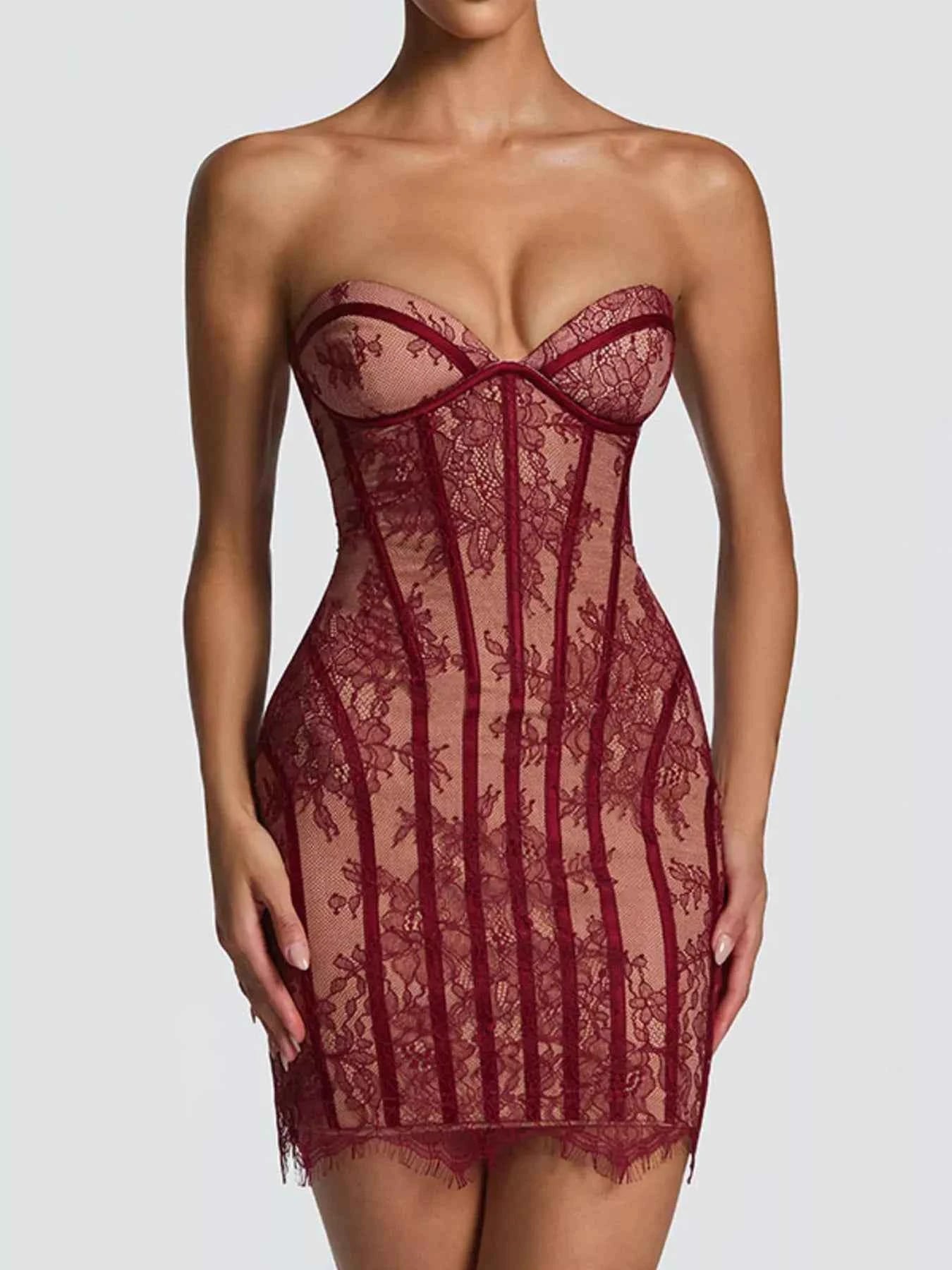 TEEK - Lace Detail Tube Mini Dress DRESS TEEK Trend