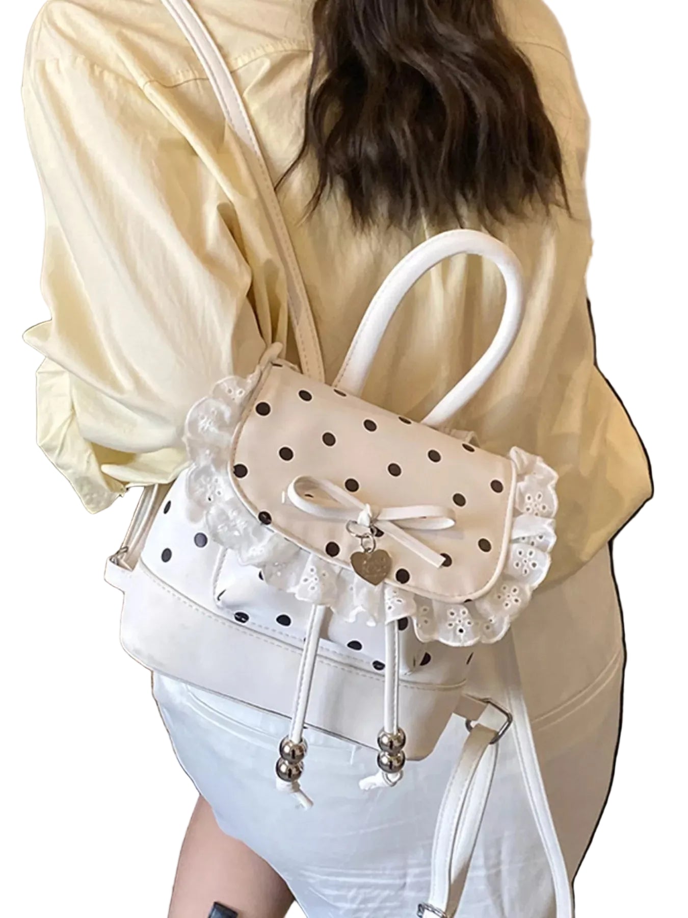 TEEK - Polka Dot Lace Trim Backpack Bag BAG TEEK Trend