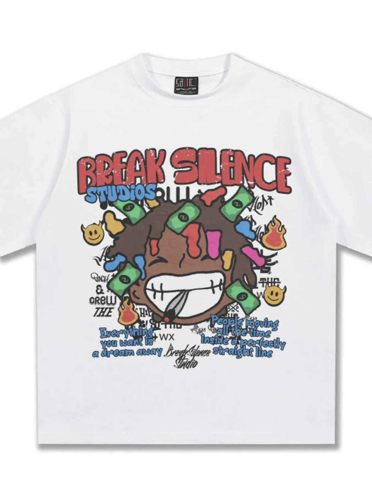 Men's Break Silence Graphic Relaxed Fit T-Shirt Trendsi White S
